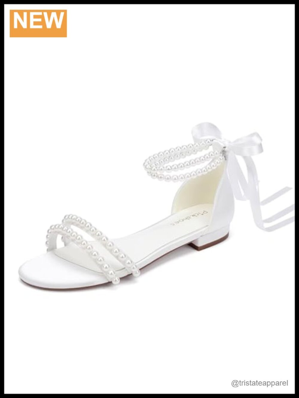 Satin Open Toe Flat Wedding Sandals Pearl Bridal Beach Shoes